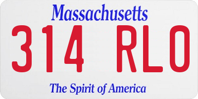 MA license plate 314RL0