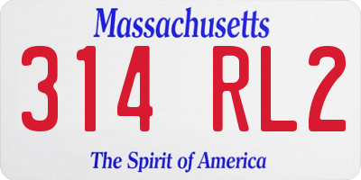 MA license plate 314RL2