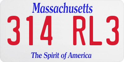 MA license plate 314RL3