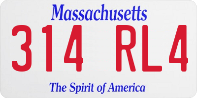 MA license plate 314RL4