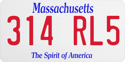 MA license plate 314RL5