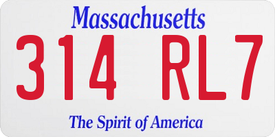 MA license plate 314RL7