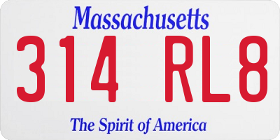 MA license plate 314RL8