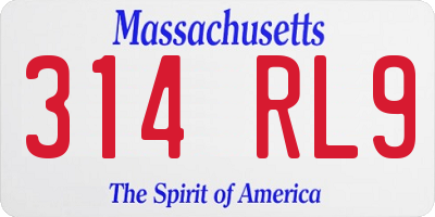 MA license plate 314RL9