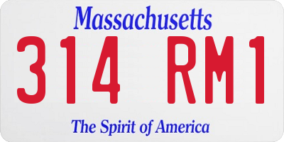 MA license plate 314RM1