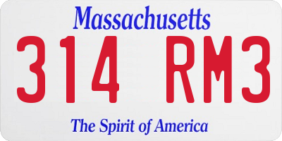 MA license plate 314RM3