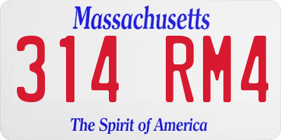 MA license plate 314RM4