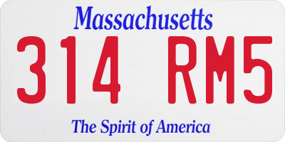 MA license plate 314RM5