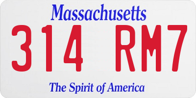 MA license plate 314RM7