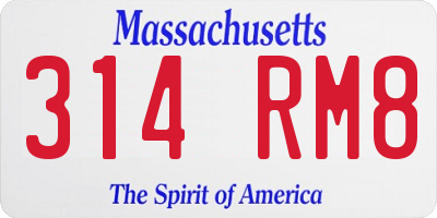 MA license plate 314RM8