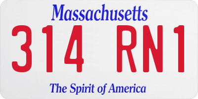 MA license plate 314RN1