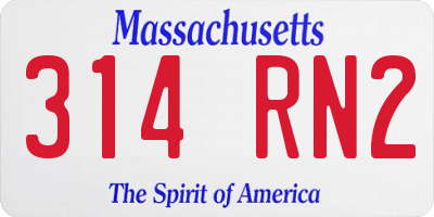 MA license plate 314RN2