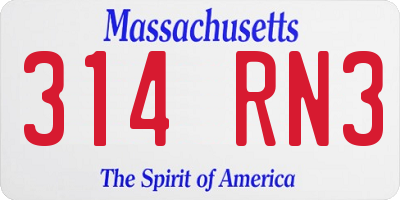 MA license plate 314RN3