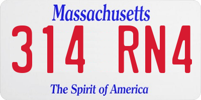MA license plate 314RN4