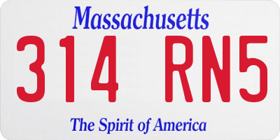 MA license plate 314RN5