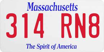 MA license plate 314RN8