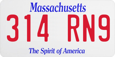 MA license plate 314RN9