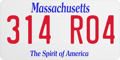 MA license plate 314RO4