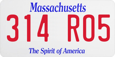 MA license plate 314RO5