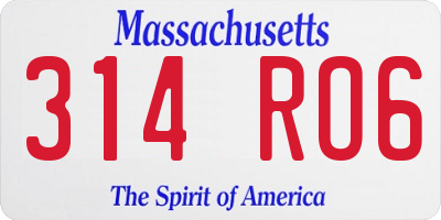 MA license plate 314RO6