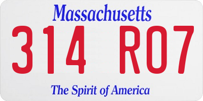MA license plate 314RO7