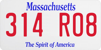 MA license plate 314RO8