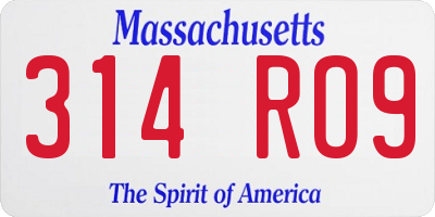 MA license plate 314RO9