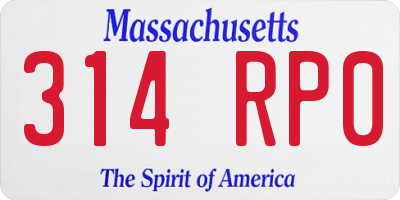MA license plate 314RP0
