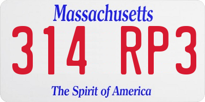 MA license plate 314RP3