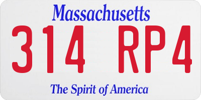 MA license plate 314RP4