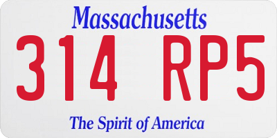 MA license plate 314RP5