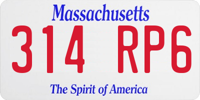 MA license plate 314RP6