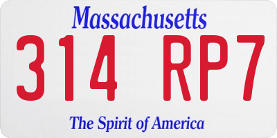 MA license plate 314RP7