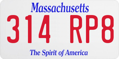 MA license plate 314RP8