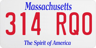 MA license plate 314RQ0