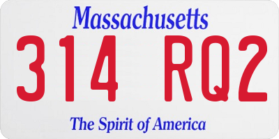MA license plate 314RQ2