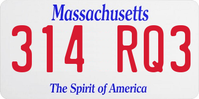 MA license plate 314RQ3