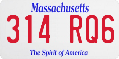 MA license plate 314RQ6