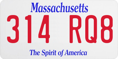 MA license plate 314RQ8