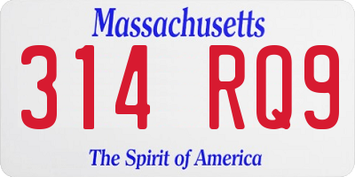 MA license plate 314RQ9
