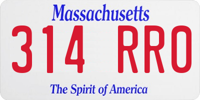 MA license plate 314RR0