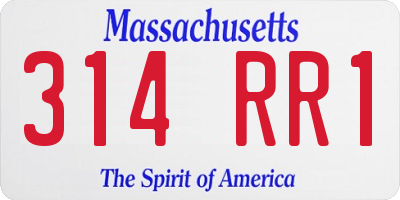 MA license plate 314RR1