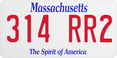 MA license plate 314RR2