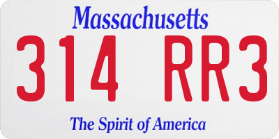 MA license plate 314RR3