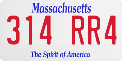 MA license plate 314RR4