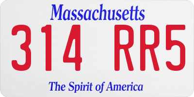 MA license plate 314RR5