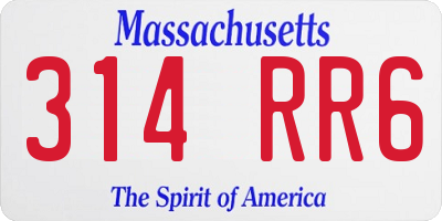MA license plate 314RR6