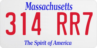MA license plate 314RR7