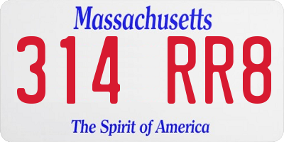 MA license plate 314RR8