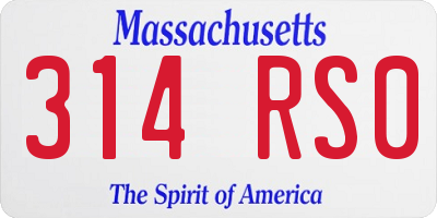 MA license plate 314RS0